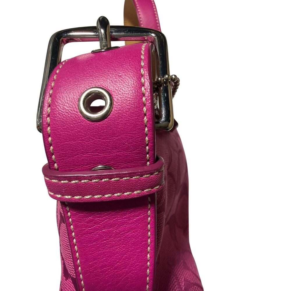 Coach Hampton Signature Baguette Demi Shoulder Purse in HOT PINK 6371 - Picture 12 of 16